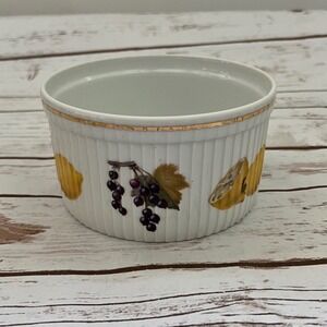 Royal Worcester Ramekin White Fruit Grapes Lemons Gold Trim Size 2